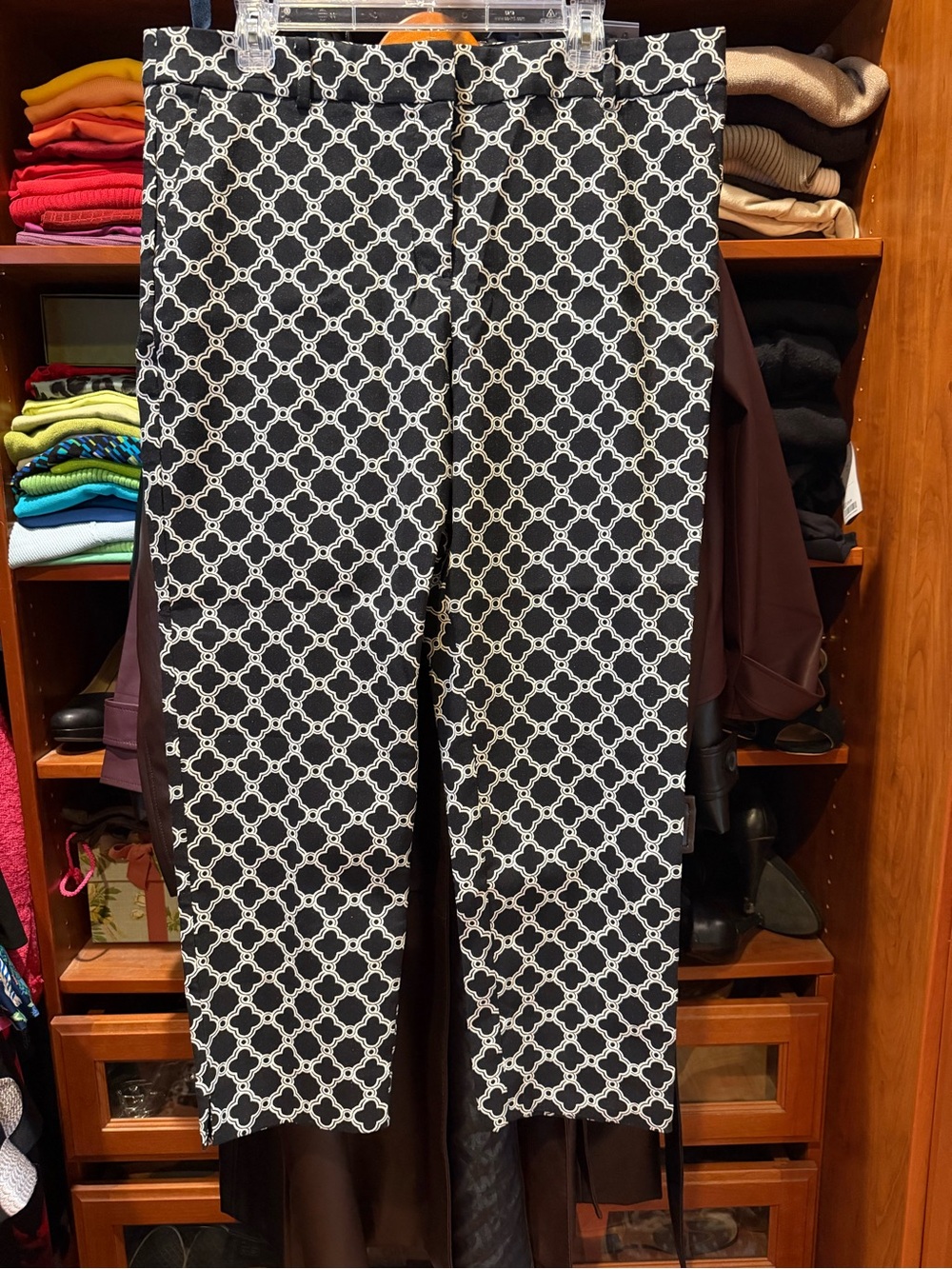 Talbots Black and White Geometric Ankle Pants NWT